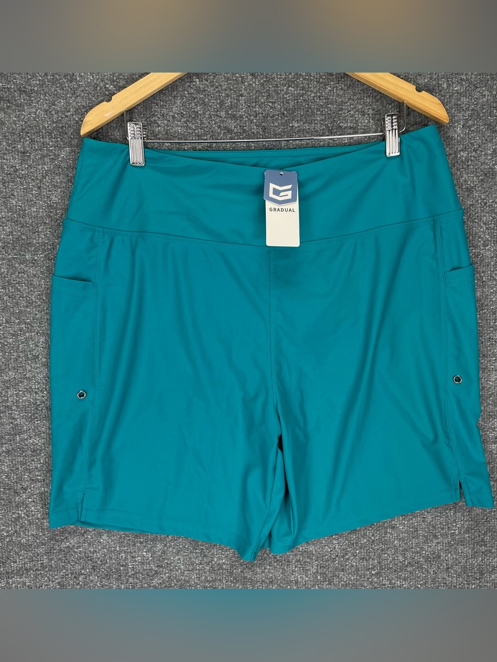 Gradual Women's Swim Board Shorts Size XXL Teal Blue Stretch Pockets 6” Bermuda